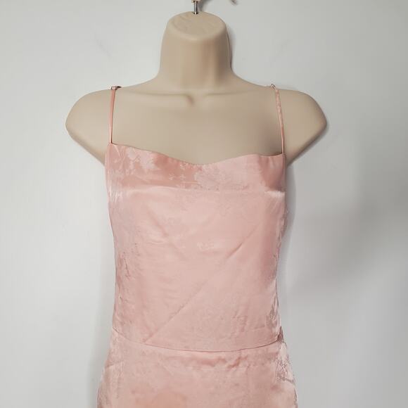 Reformation Frankie Floral Jacquard Satin Slip Maxi Dress Light Pink Size 10 - Picture 7 of 15